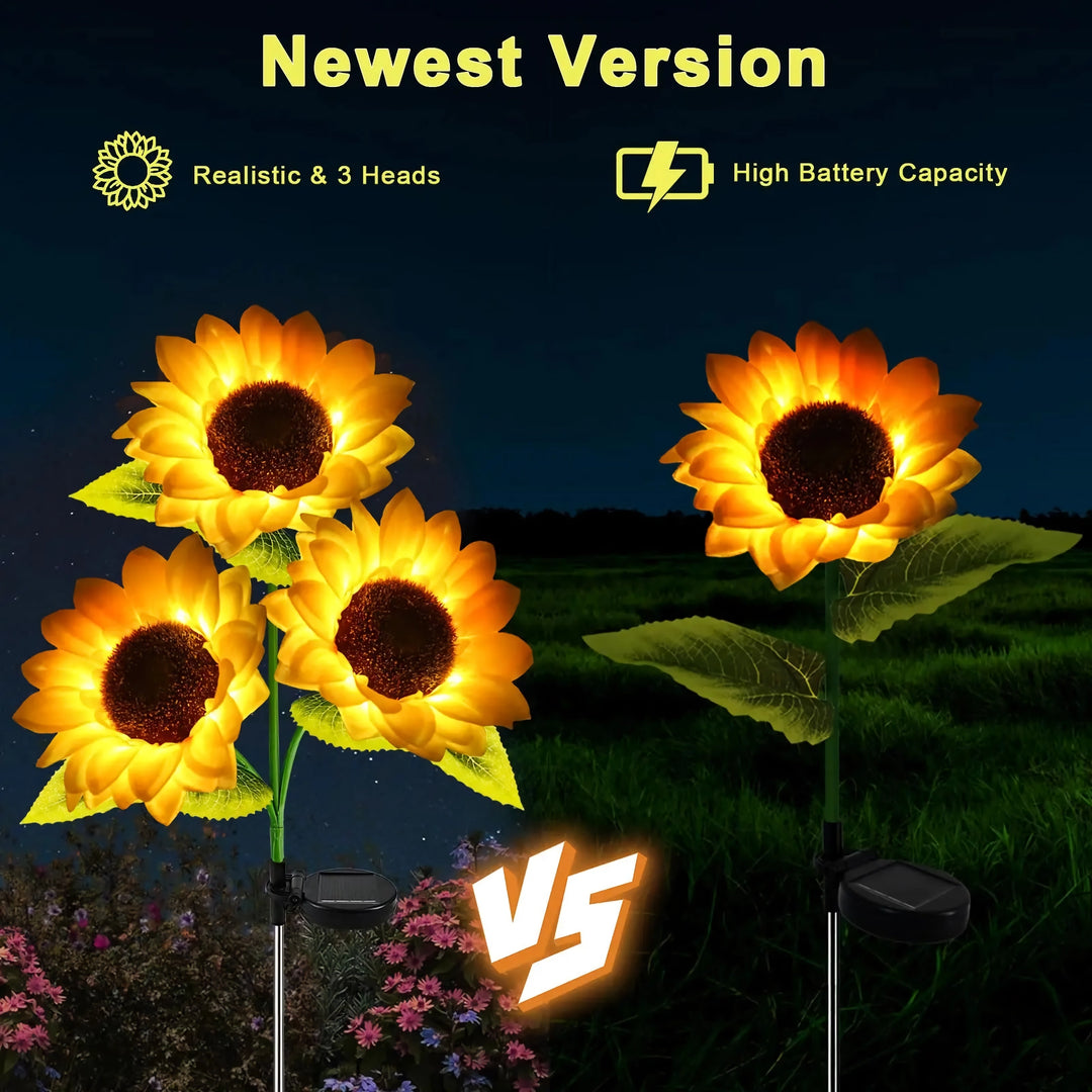 2-Pack Solar Sunflower Garden Lights - Outdoor Decorative Lights for Patio & Backyard