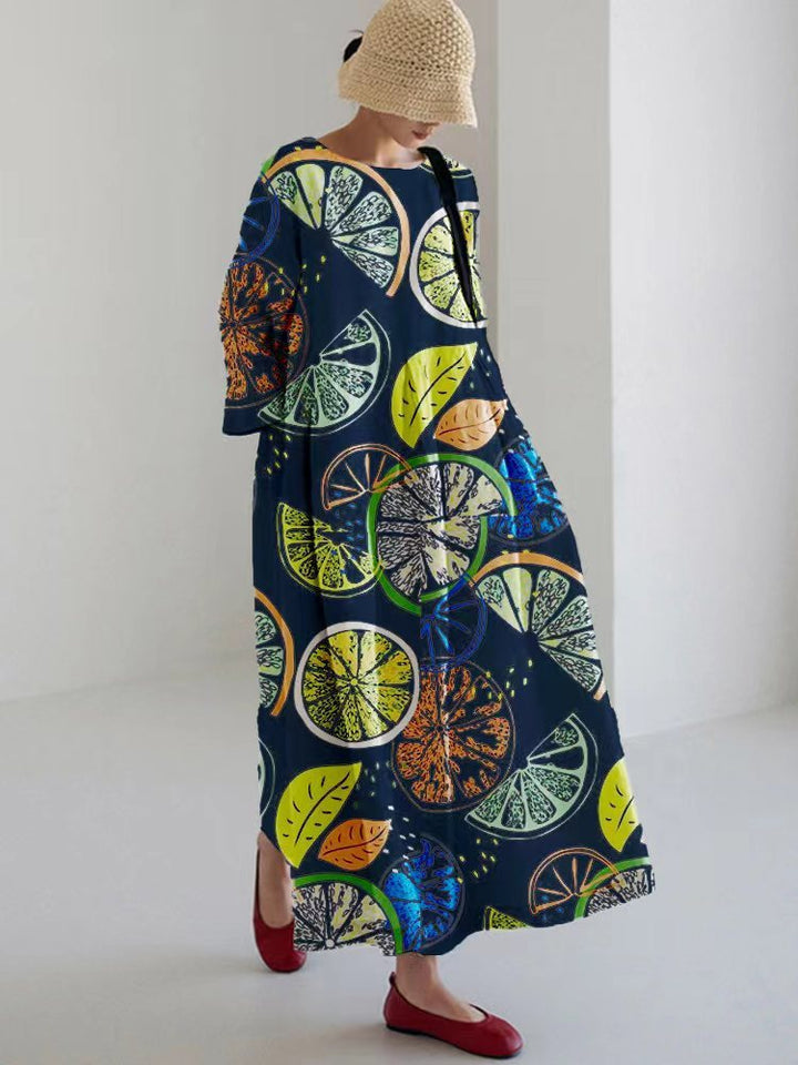 Women's Clothing Loose Round Neck Print Dress