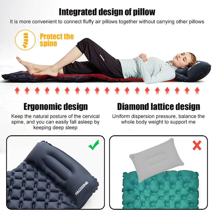 Ultralight Camping Mattress with Built-in Pump and Pillow