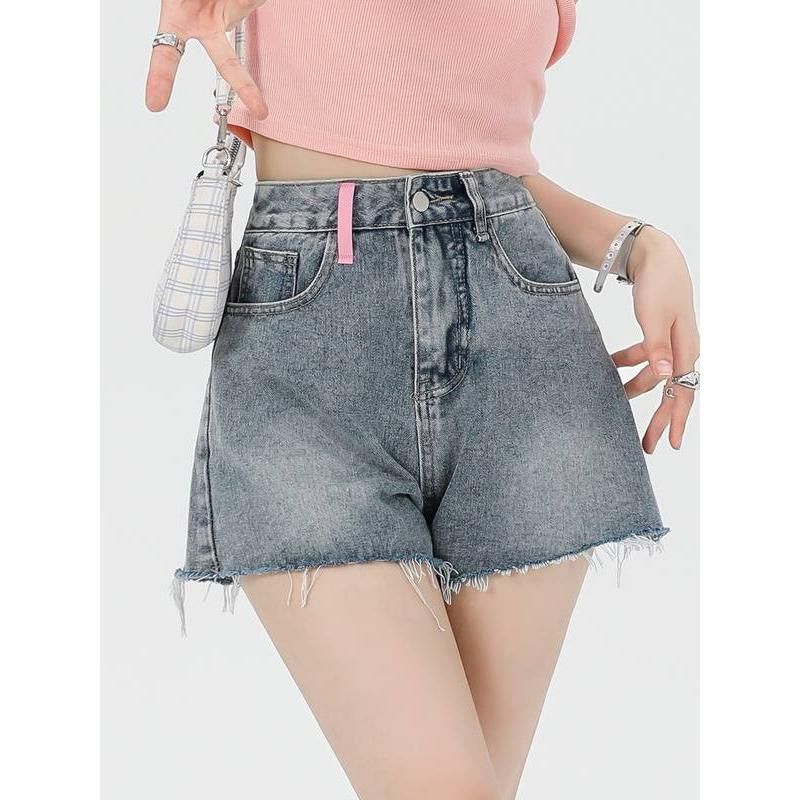 Casual High Waist Embroidery Denim Shorts for Women