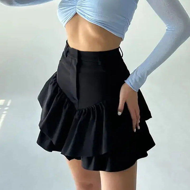 Elegant High Waist Ruffle Skirt