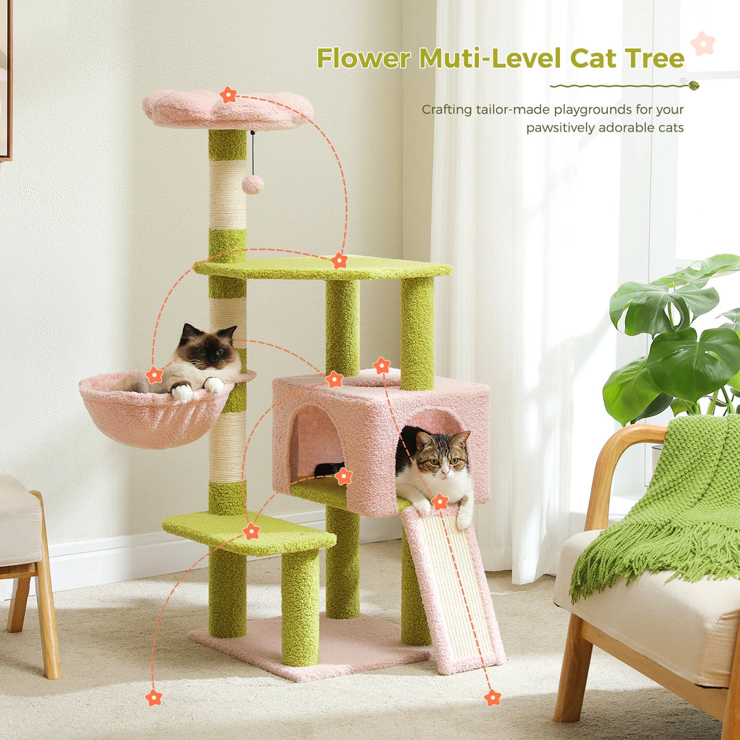 Multi-Level Cat Tree with Scratching Posts and Hammock