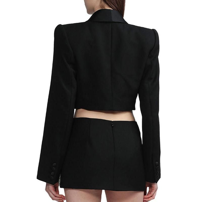 Chic Shawl Collar Blazer & Skirt Set for Women