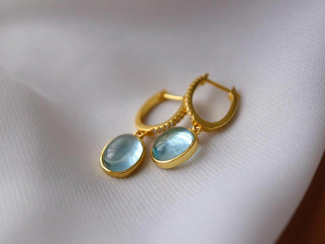 925 Silver Body Earrings Natural Sea Blue Treasure - Trendha
