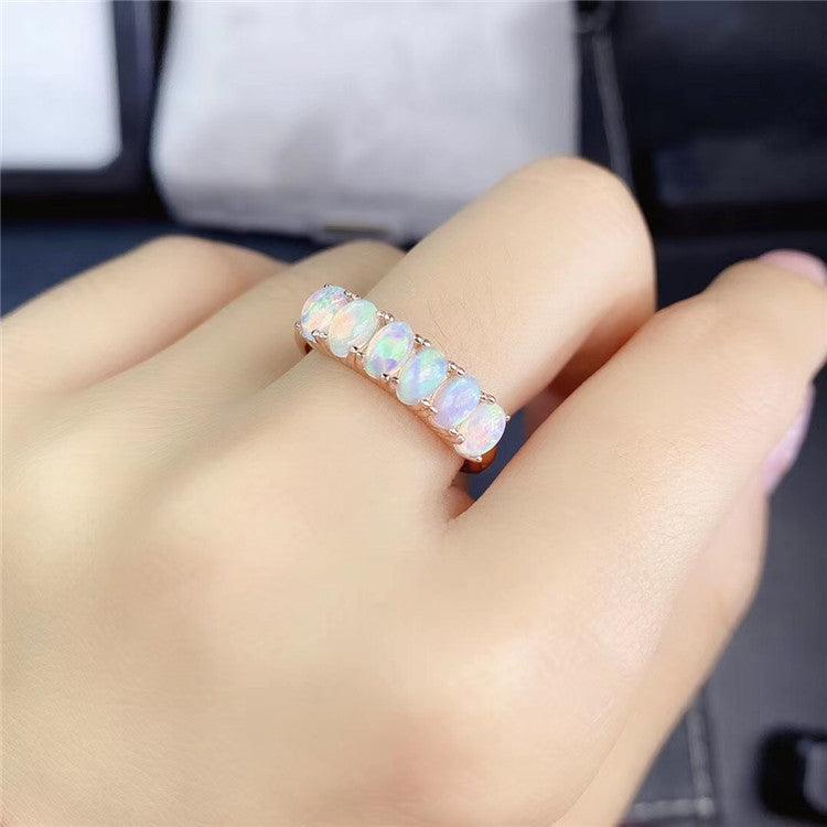 925 Silver Natural Opal Ring - Trendha