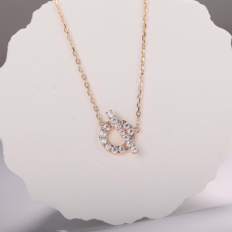 925 Silver Pig Nose Necklace Gold-plated Micro Inlaid Zircon Ladies Clavicle Chain - Trendha