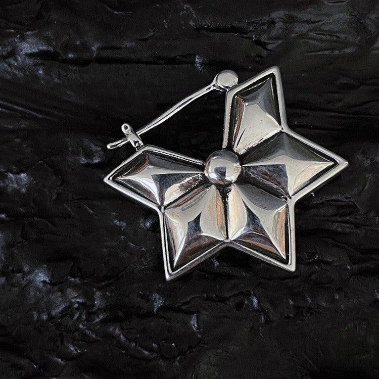 925 Silver Retro Three-dimensional Six-pointed Star Ear Buckle - Trendha
