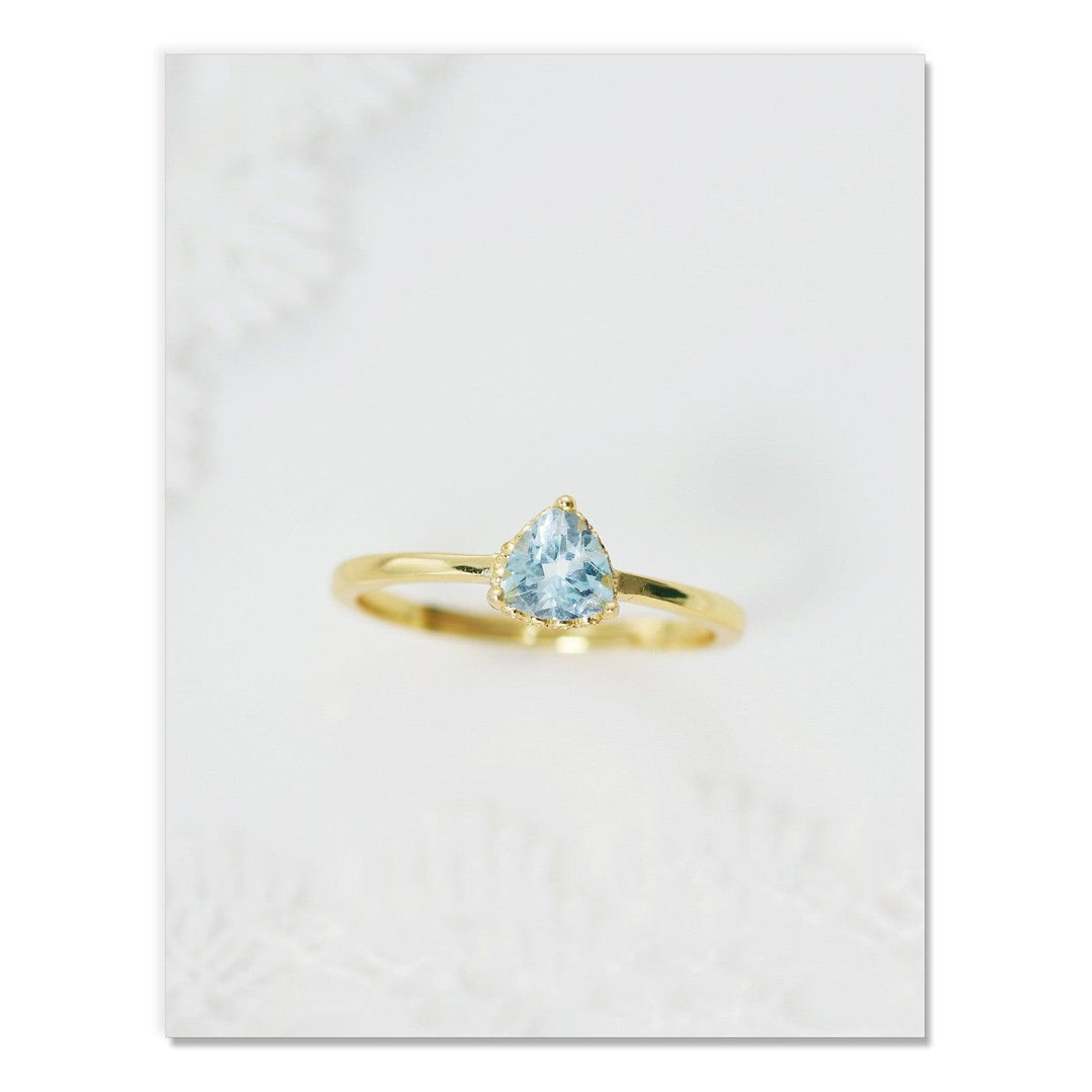 925 Silver Sky Blue Topa Triangle Cut Ring Adjustable - Trendha
