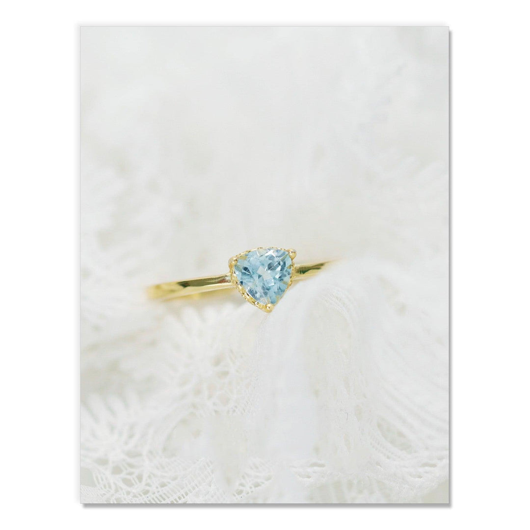 925 Silver Sky Blue Topa Triangle Cut Ring Adjustable - Trendha