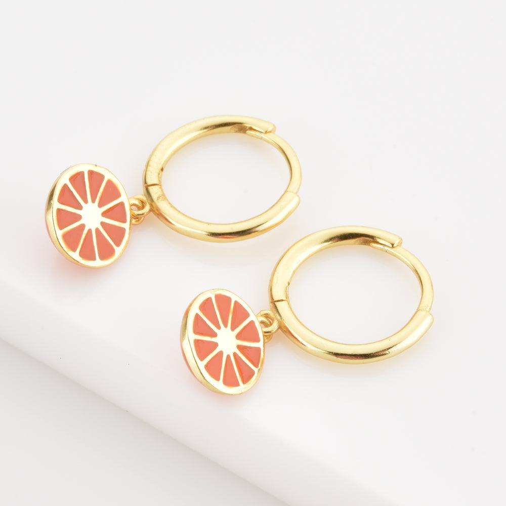 925 Sterling Silver Gold Orange Fruit Drop Earring