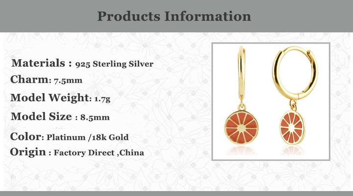 925 Sterling Silver Gold Orange Fruit Drop Earring - Trendha