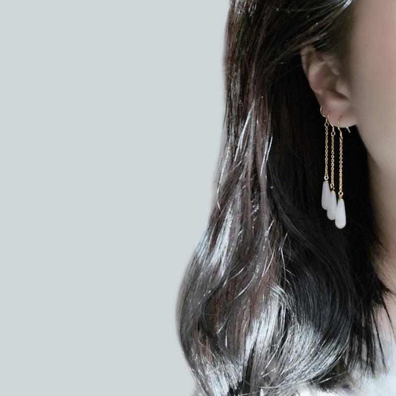 925 Sterling Silver Opal Drop Earrings - Trendha