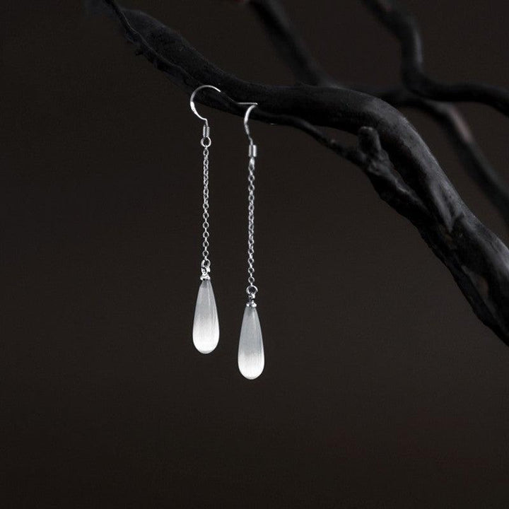 925 Sterling Silver Opal Drop Earrings - Trendha