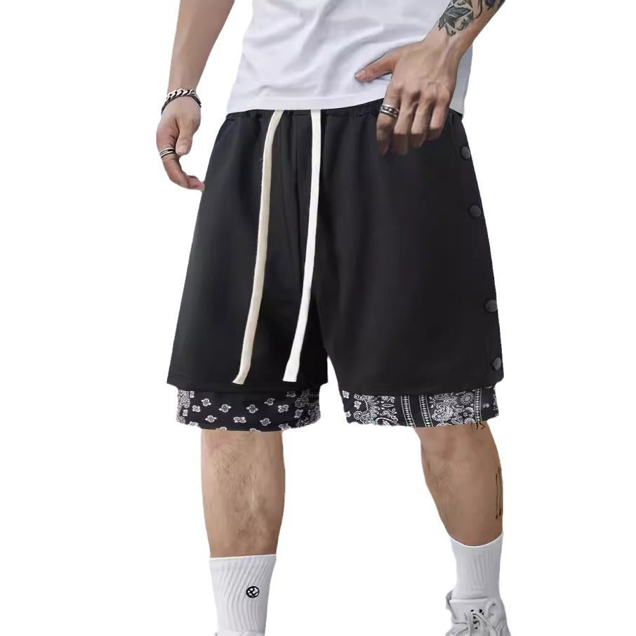 Slim Fit Drawstring Double Breasted Cropped Pants For Men