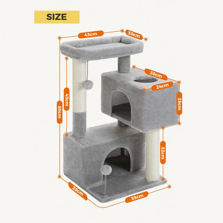 80CM Cat Tower with Double Condo & Large Perch