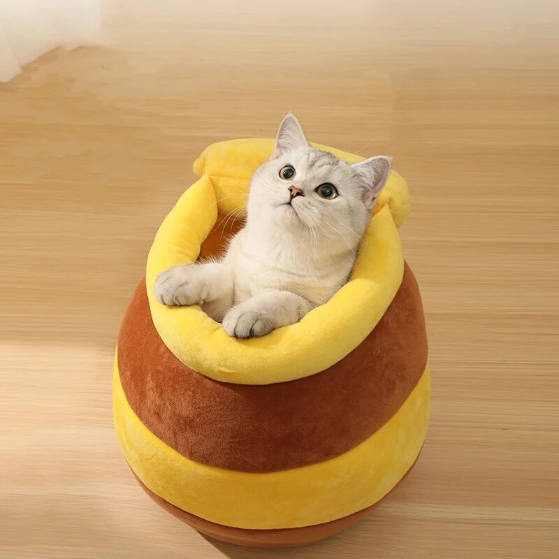 Cozy Honey Pot Cat Bed