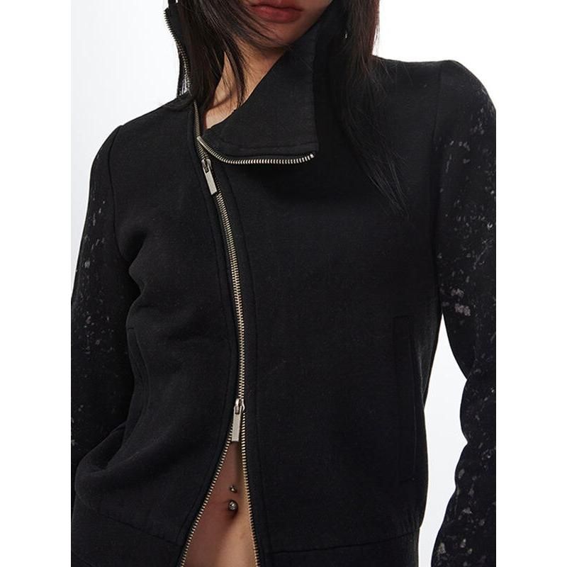 Turtleneck Double Zipper Plush Jacket for Women