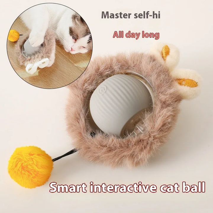 Interactive Rolling Ball Toy for Cats with Snake Tail – USB Rechargeable, Plush Design