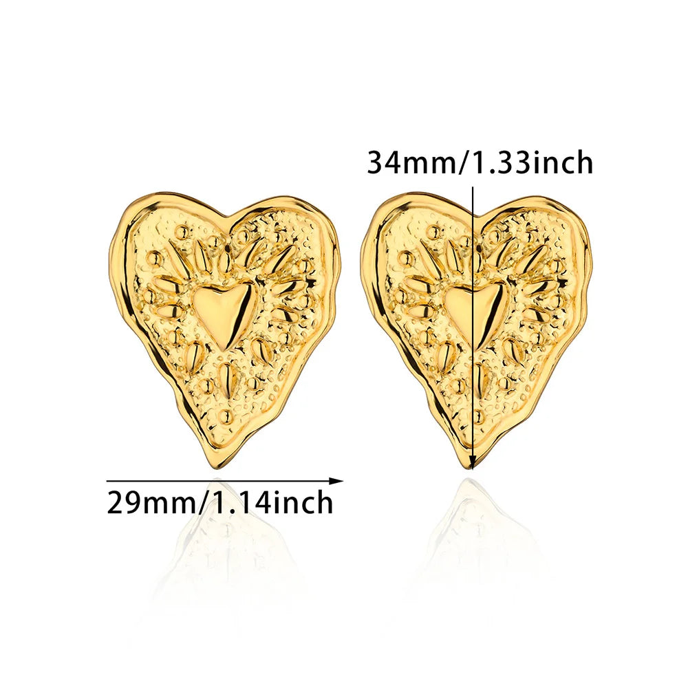 Irregular Heart Stainless Steel Stud Earrings – Minimalist Fashion Statement