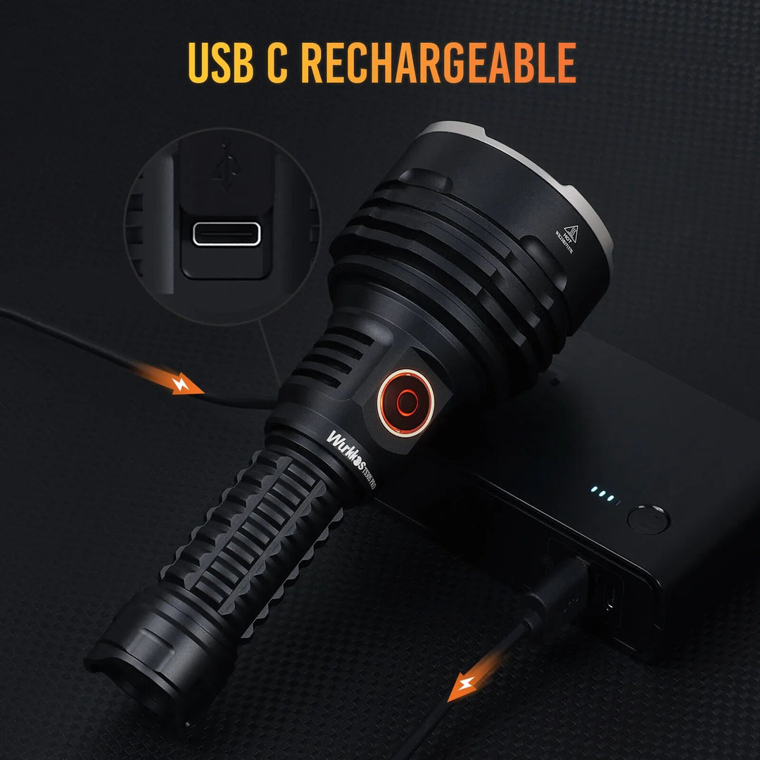 6000 Lumen Rechargeable Tactical LED Flashlight with Power Bank Function, USB-C, Long Range