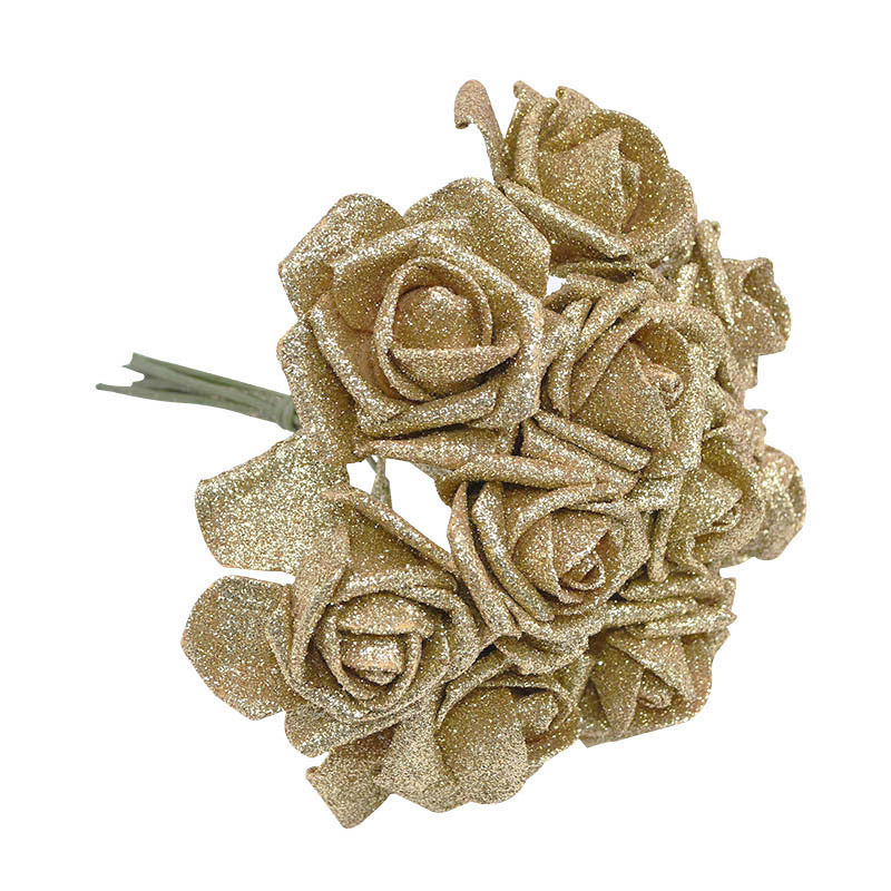 PE Gold Powder Rose Wedding Bride Holding Flower Home Decoration