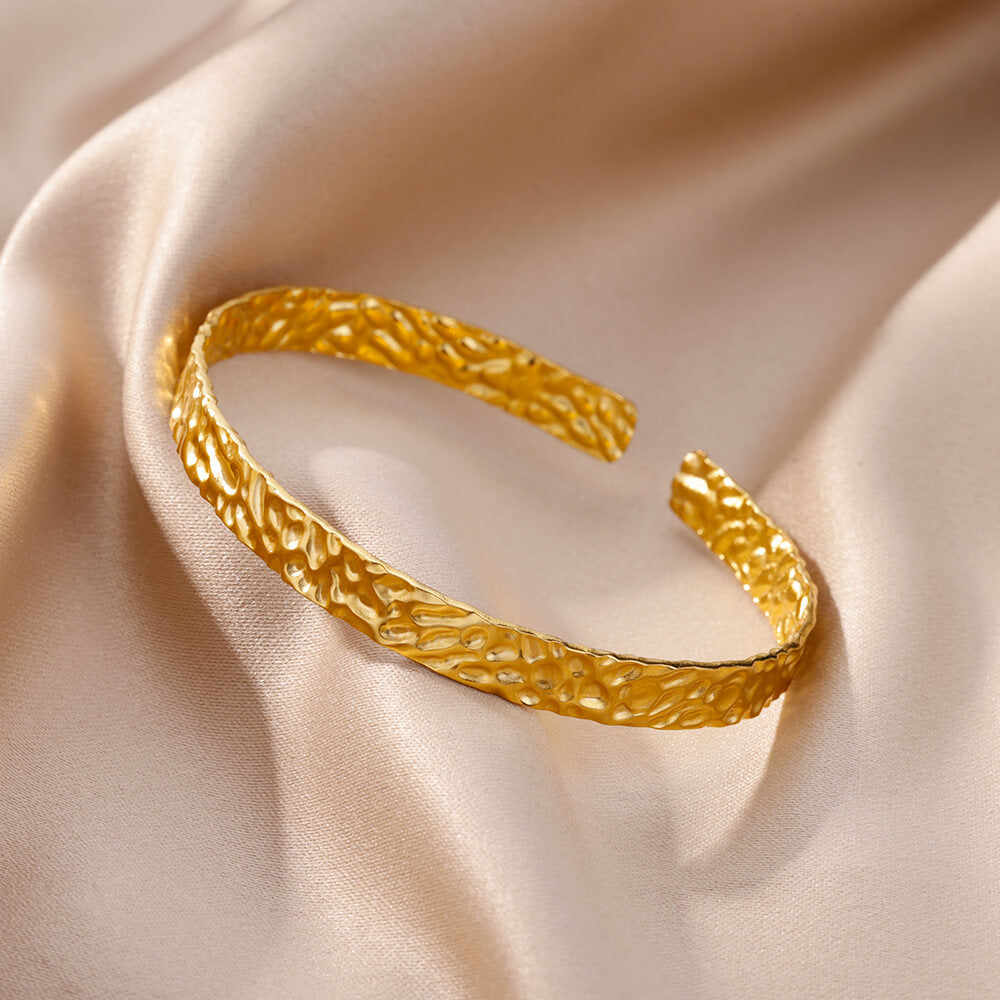 Gold Adjustable Stainless Steel Cuff Bracelet for Women