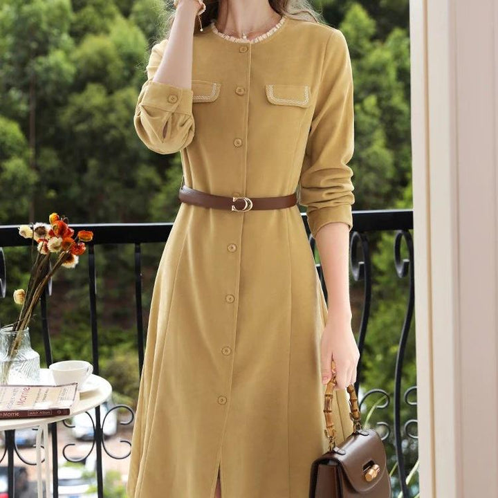 Elegant V-Neck Knit Sweater Dress