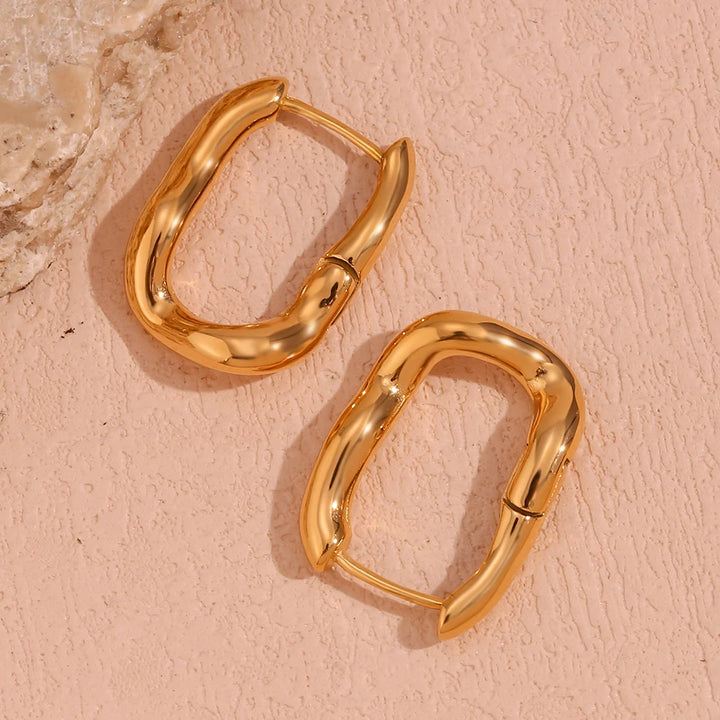 Trendy U-Shaped 18K Gold Plated Stainless Steel Hoop Earrings