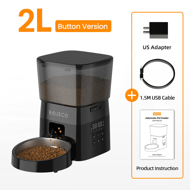 2L Smart Automatic Pet Food Dispenser with Stainless Steel Bowl