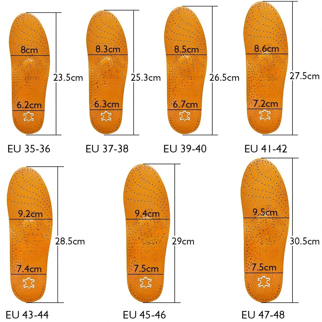 Orthotic Leather Insoles for Flat Feet and Arch Support - 3D Orthopedic Cushion for Men & Women