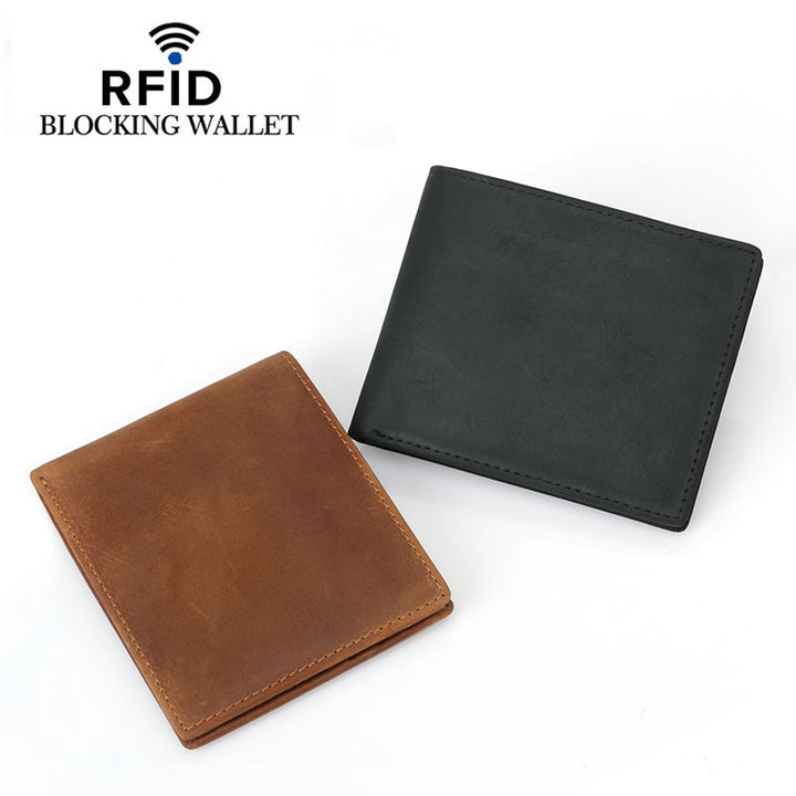 RFID Leather Bifold Retro Men's Wallet