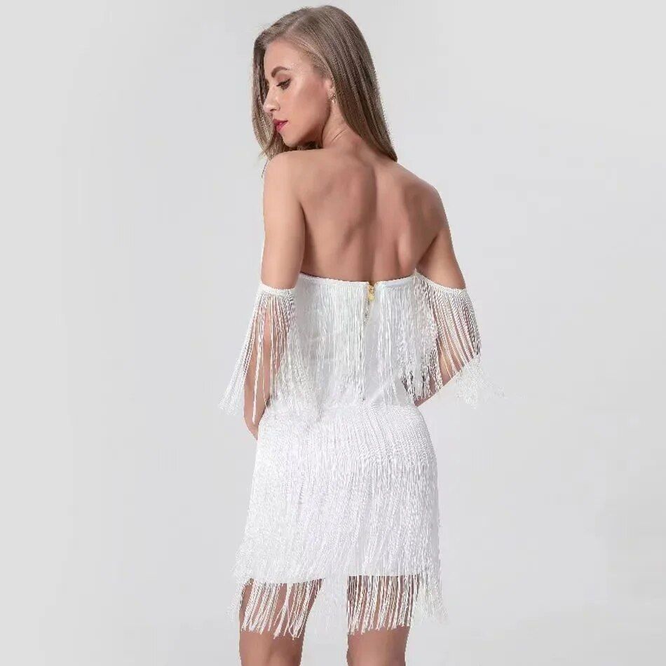 Elegant Tassel Bandage Bodycon Mini Dress