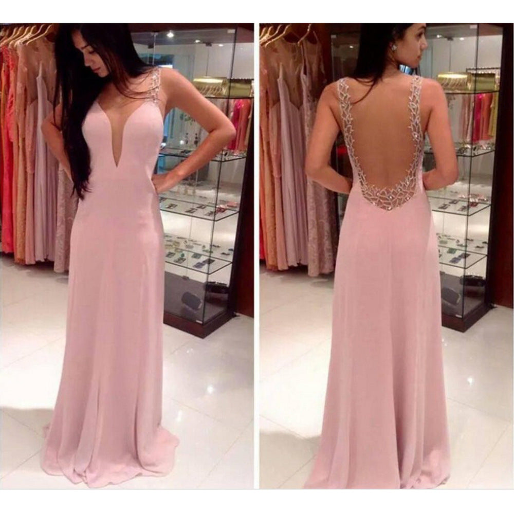 New Deep V-neck Evening Long Dress Women