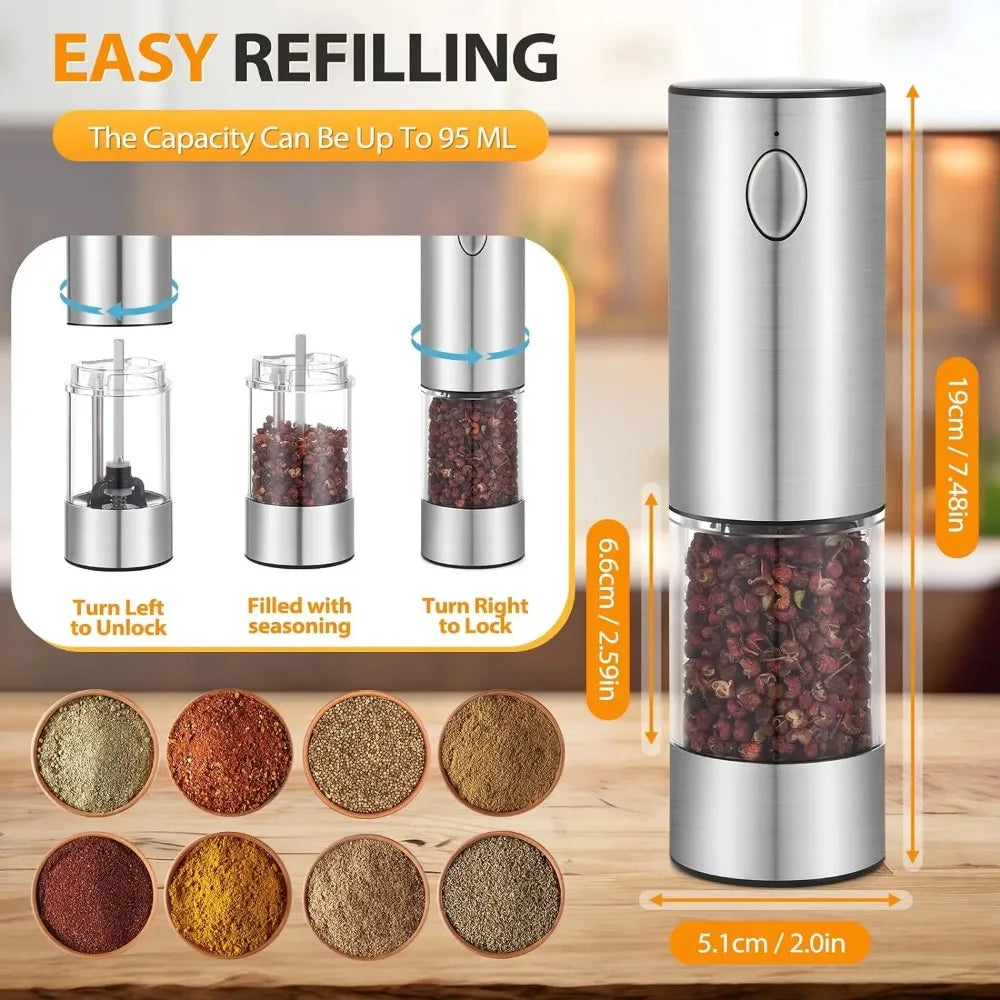 USB Rechargeable Electric Salt and Pepper Grinder Set