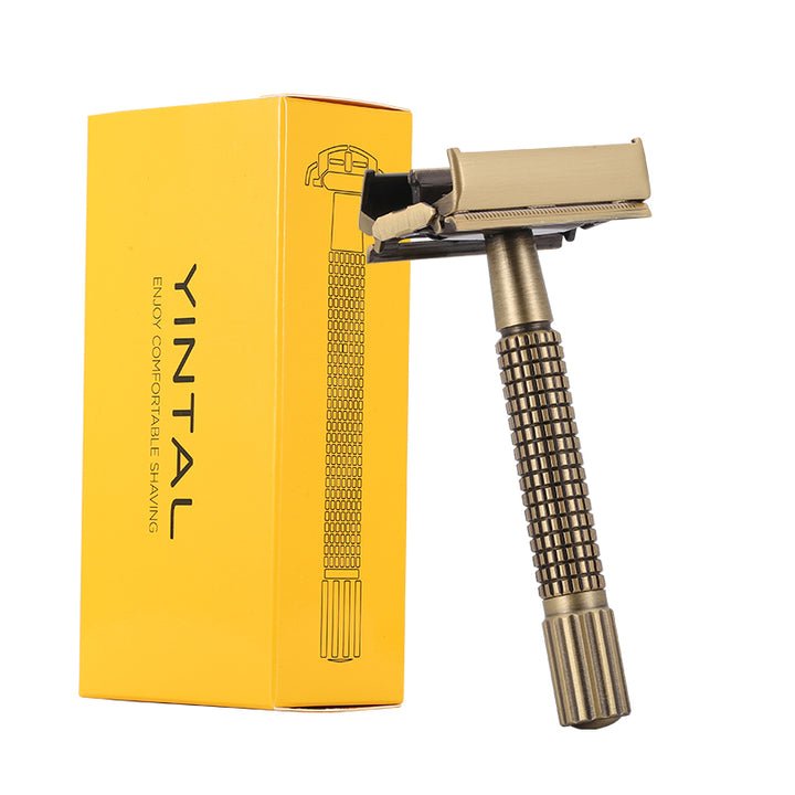 Classic Brass Safety Razor with Butterfly Mechanism