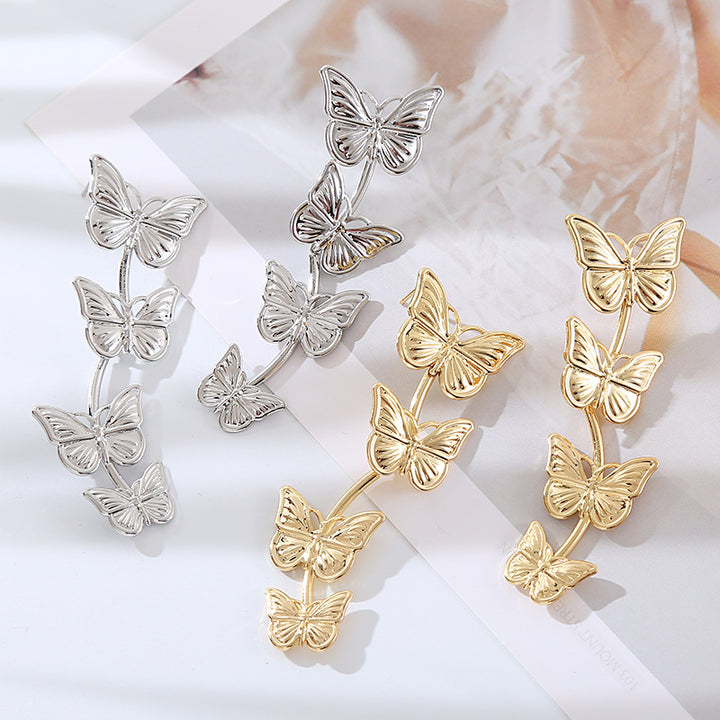 Bohemian Vintage Butterfly Drop Earrings - Trendy Long Metal Statement Jewelry for Women