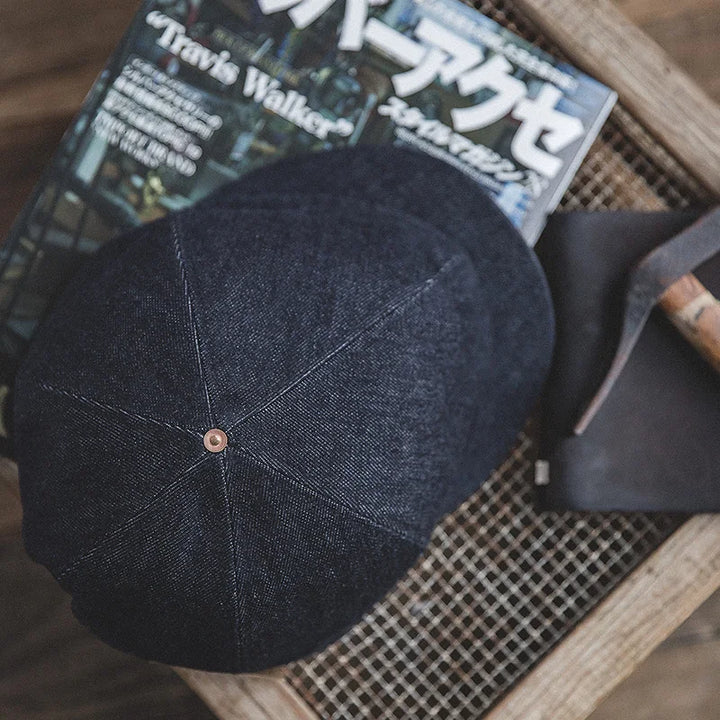 Oversized Denim Newsboy Cap for Men