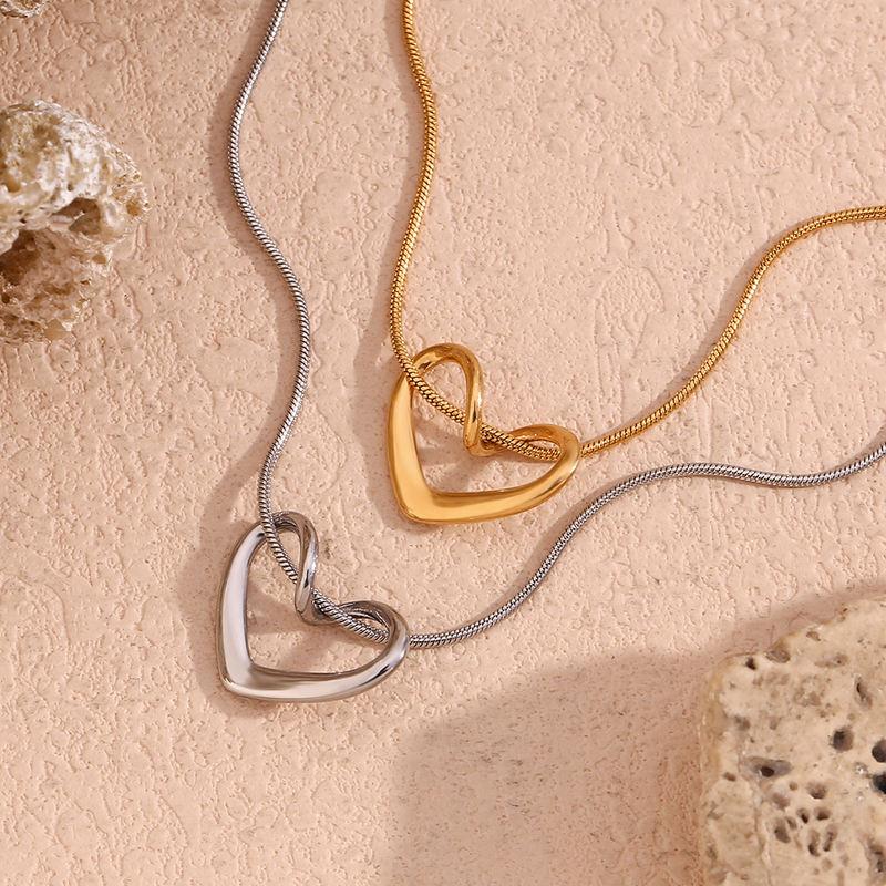 Heart Pendant Necklace with Snake Chain