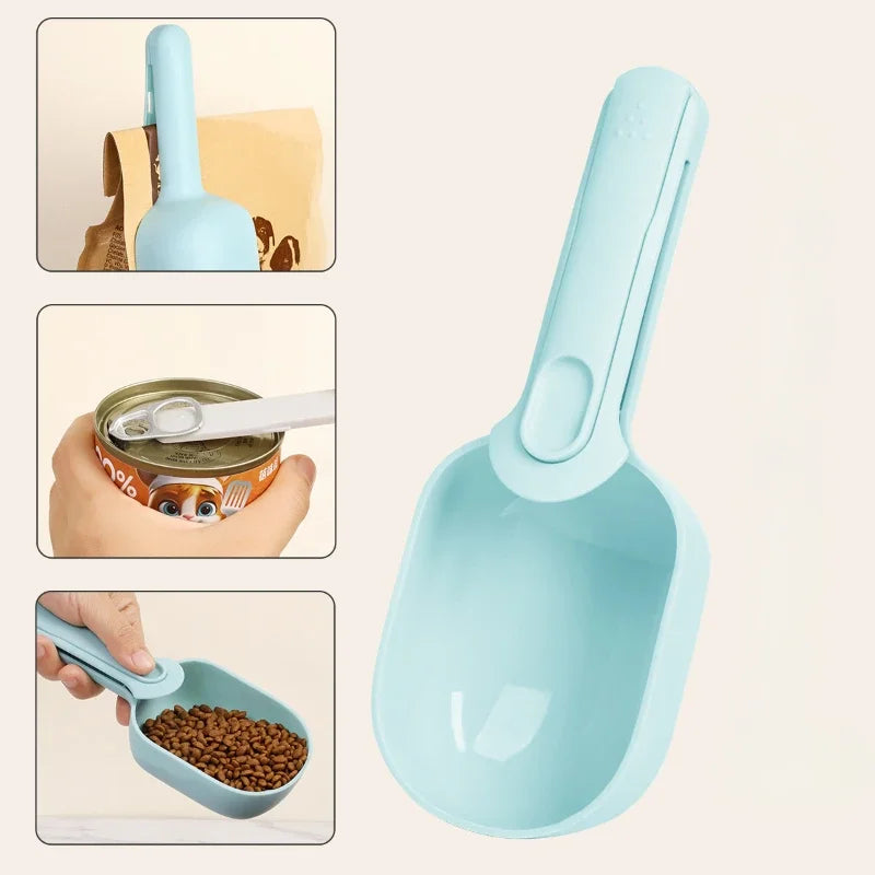 3-in-1 Multifunction Cat and Dog Food Scoop with Sealing Bag Clip