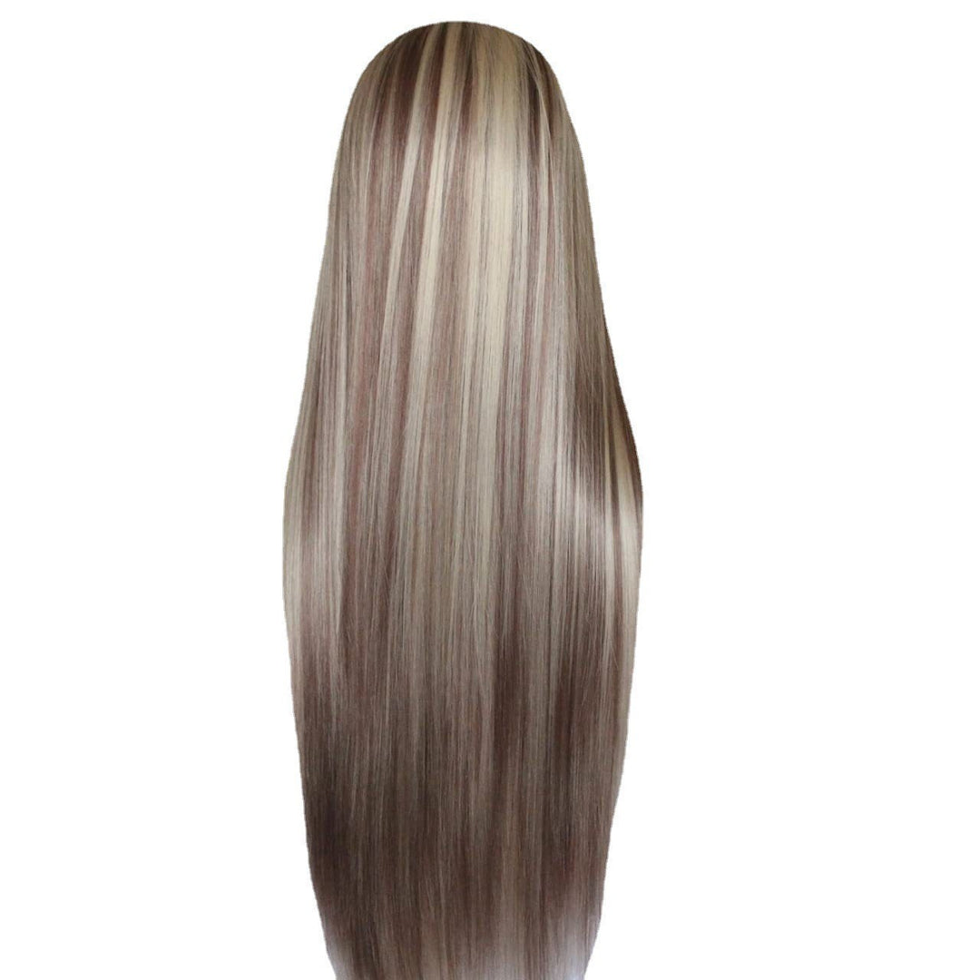 High-temperature Fiber Long Straight Hair Front Lace Female Gradient Color