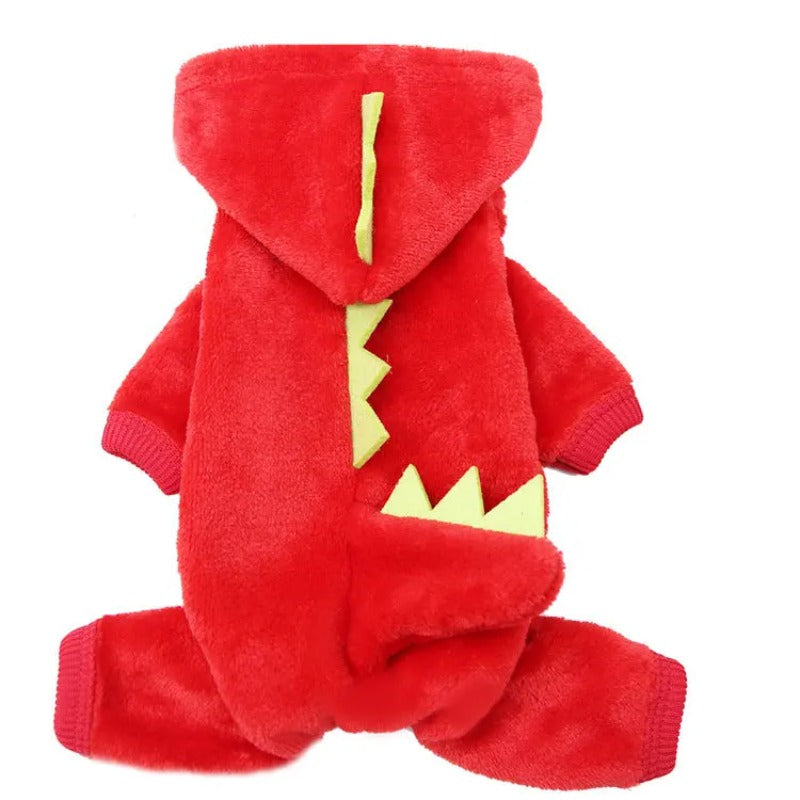 Winter Dinosaur Fleece Dog Jumpsuit