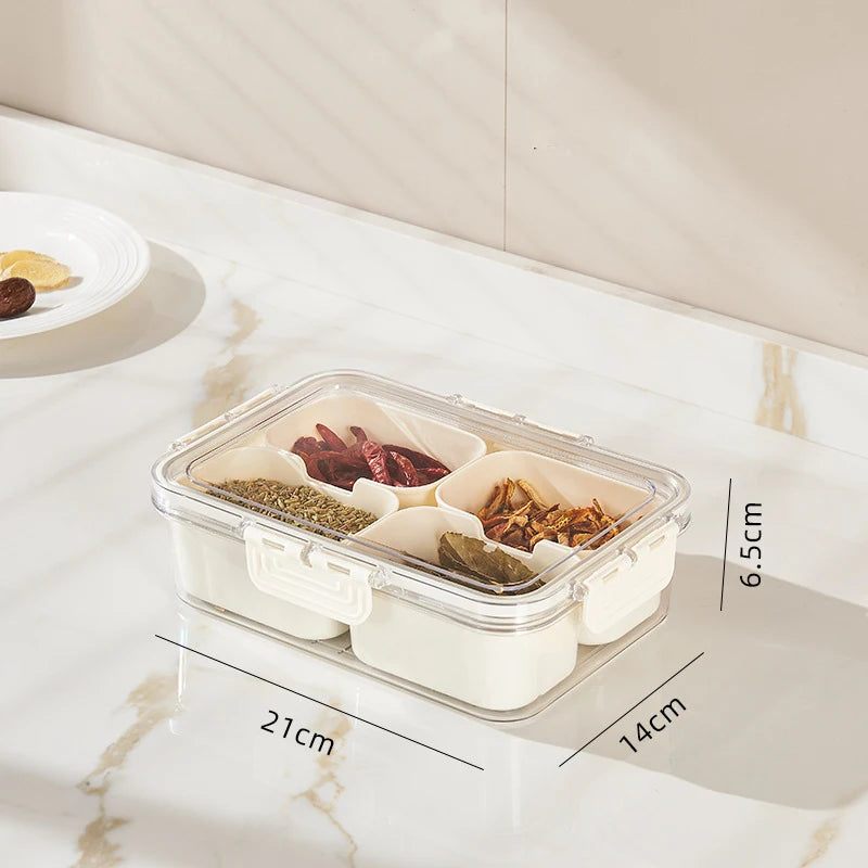 Portable Snack Organizer Box with Divided Compartments and Handle