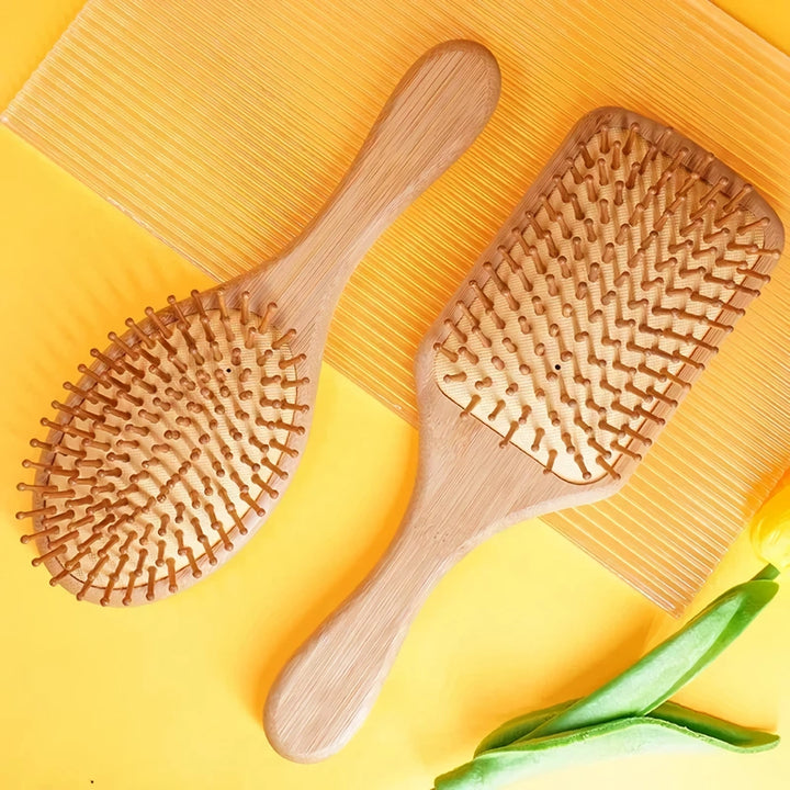 Wooden Bamboo Paddle Cushion Hair Brush