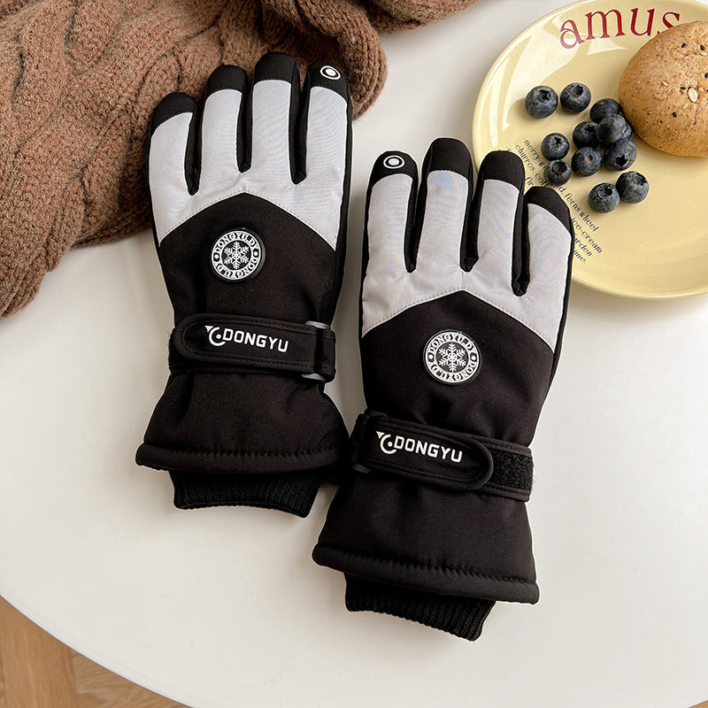 Skiing Leather Gloves Touch Screen Men's Warm