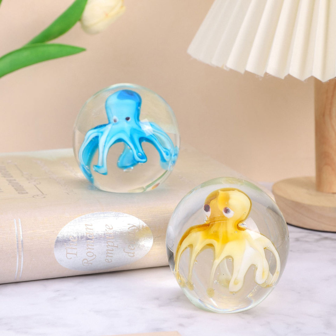 Glass Sea-Creature Ball Ornament, 8 cm