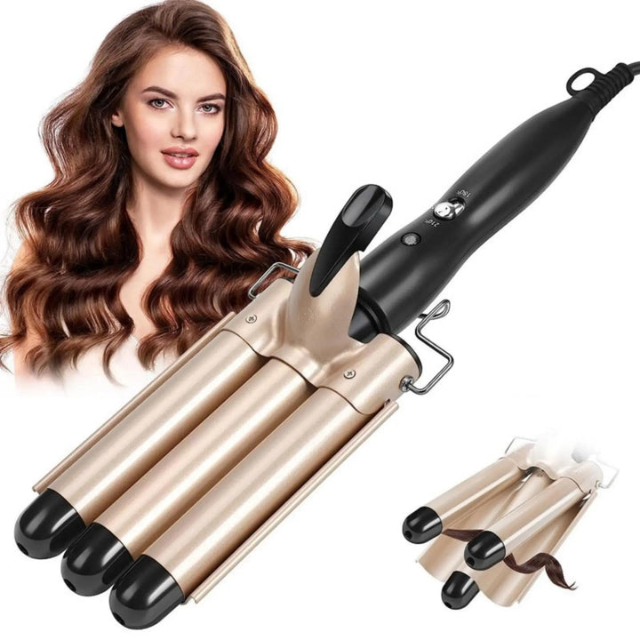 3 Barrel Hair Curler with Adjustable Temperature