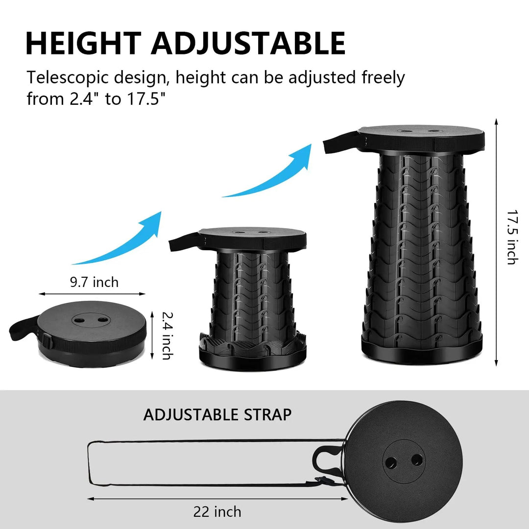 Adjustable Height Portable Telescopic Stool - Collapsible, Lightweight, and Durable for Outdoor Activities