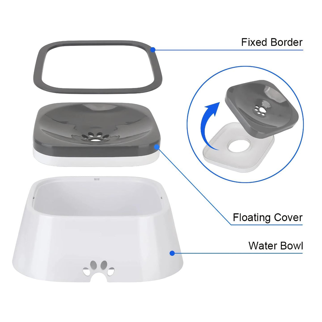 1L Splash Proof Pet Water Bowl