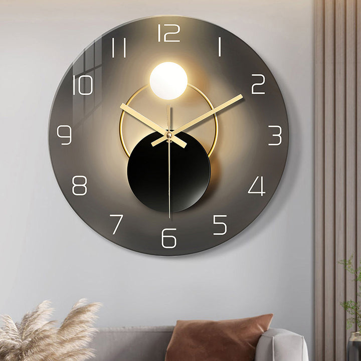 Tempered Glass Wall Clock Mute Living Room Clock Wall-mounted Decorative Clock