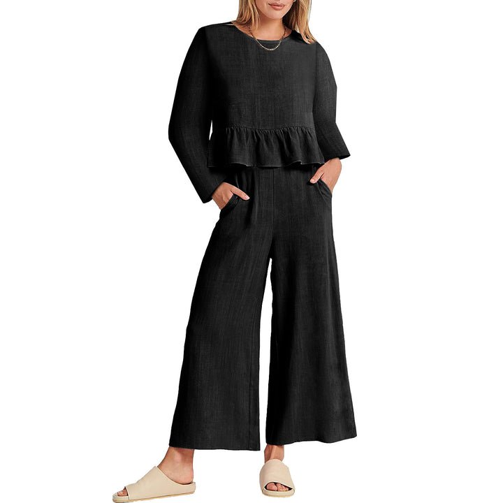 Women's Long Sleeve Pleated Short Sleeves Suit